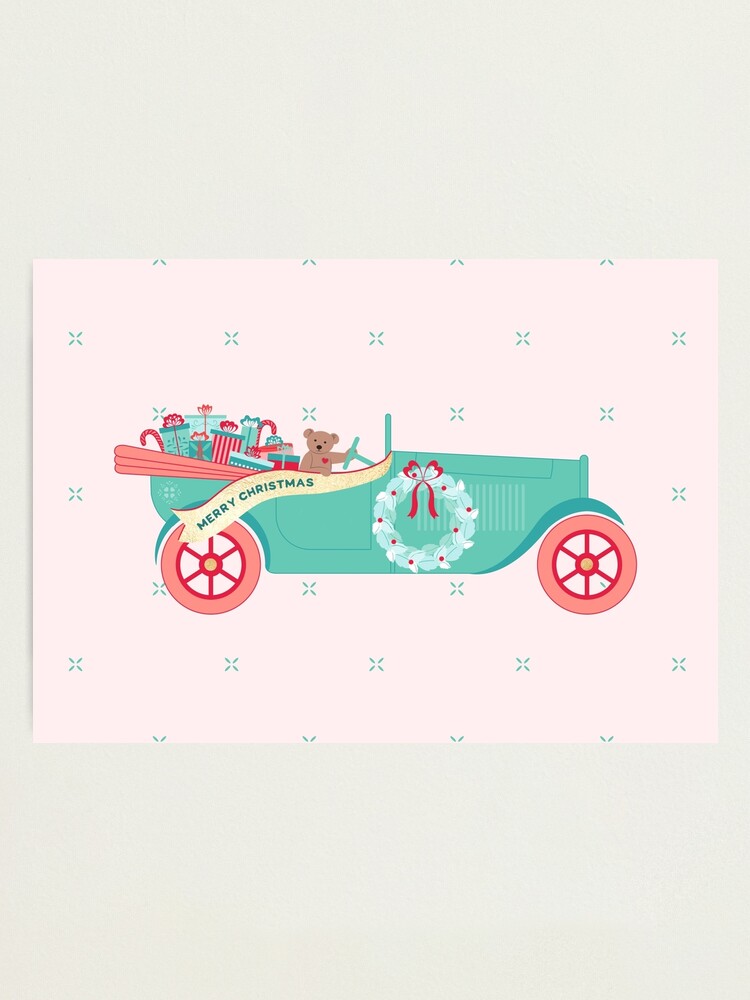 Alternate view of Christmas Teddy Car Photographic Print