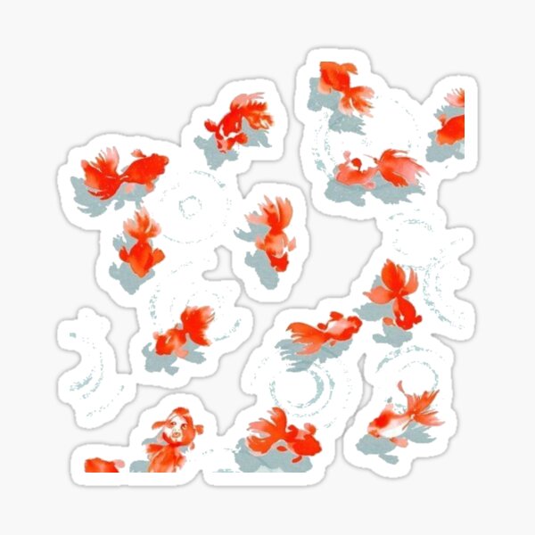 Vista previa del artículo con la obra «Diseño de pez dorado naranja y azul», diseñado y vendido por MissMiaGrl.