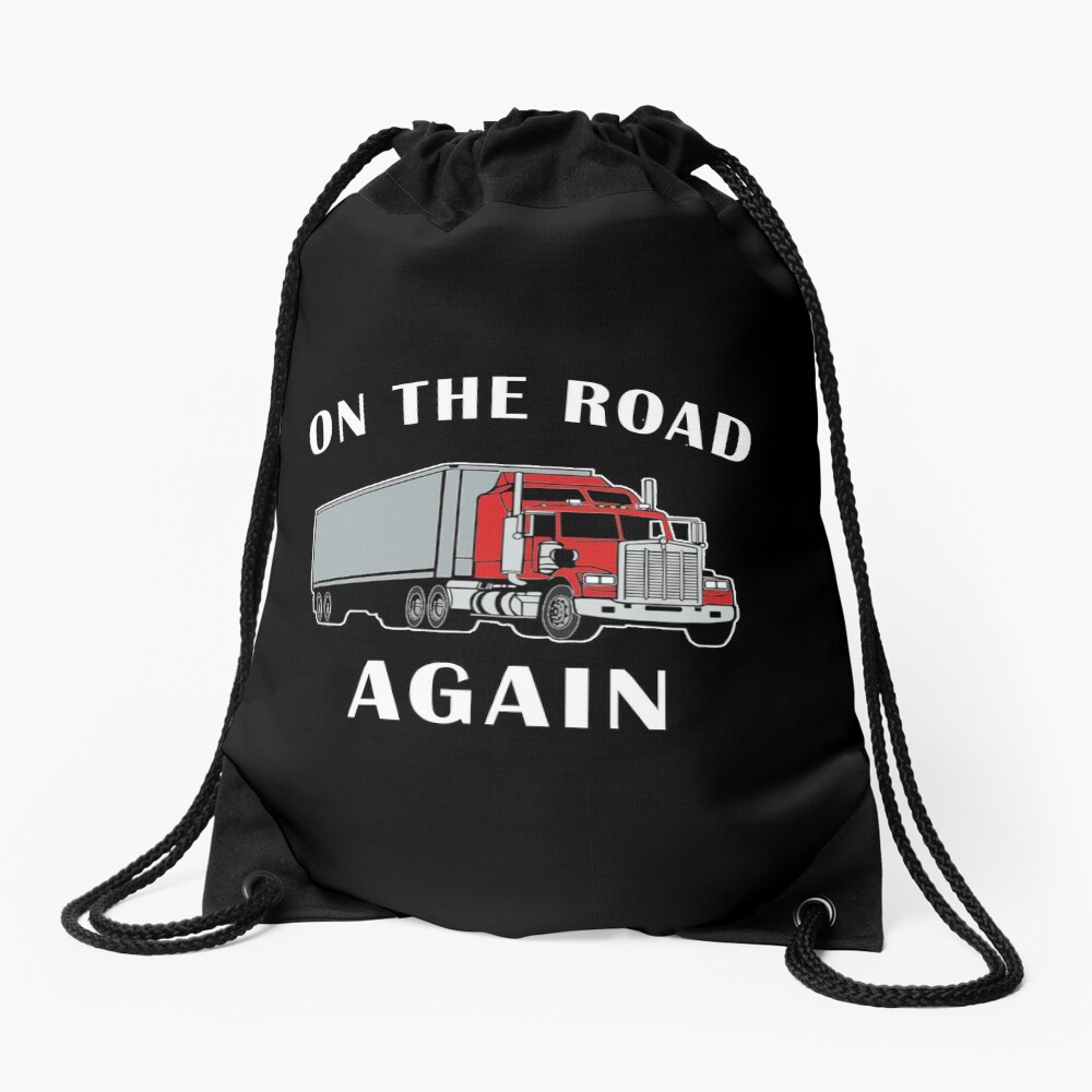 Trucker, On the Road Again, Big Rig Semi 18 Wheeler. Drawstring Bag