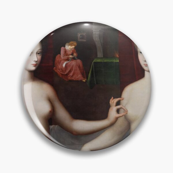 Artikelvorschau, von einem unbekannten Künstler (um 1594), der flämische und Renaissance-Einflüsse anwendet und Trompe-l'oeil-Techniken anwendet. Gabrielle wird sinnlich als nackt im Bad sitzend dargestellt entworfen und verkauft von TJ Devadatta Best.