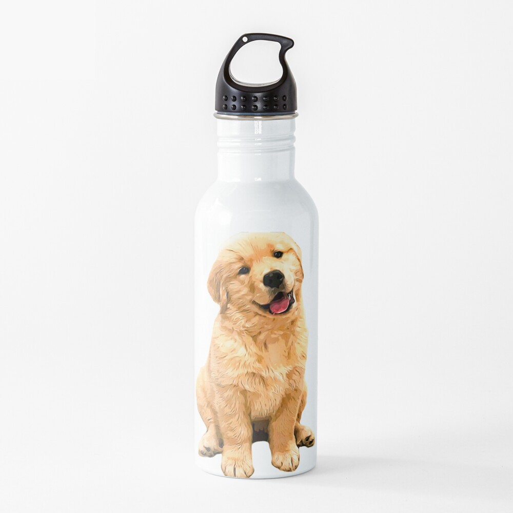"Golden Retriever Puppy Dog Head Tilt" Water Bottle for Sale by Elarex