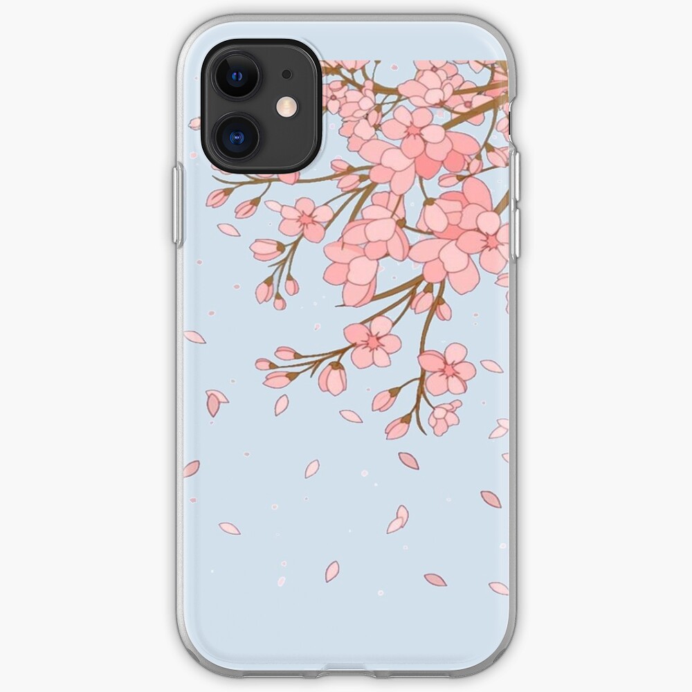 Flor de cerezo japonés estampado rosa Funda y vinilo para iPhone