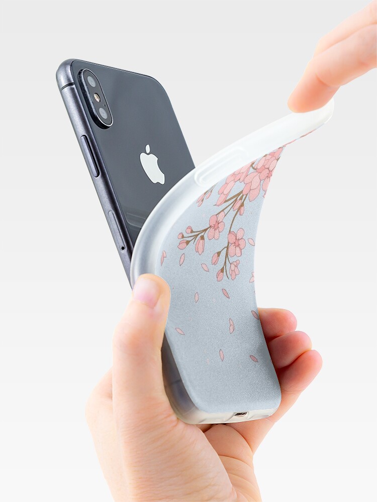 Vista alternativa de Funda y vinilo para iPhone Flor de cerezo japonés estampado rosa