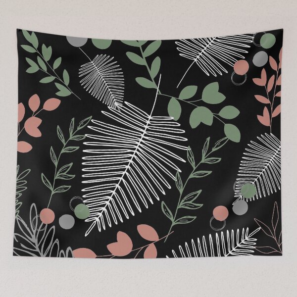 Item preview, Tropical palms leaves black pink green pattern for girls  designed and sold by Adri Graterol.