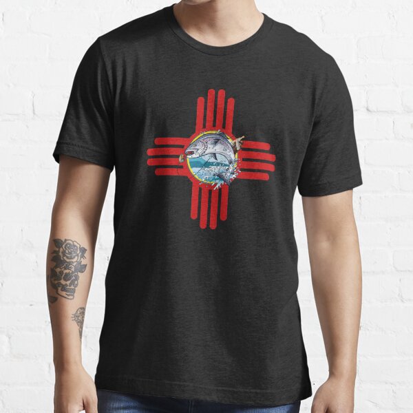 New Mexico Flag Trout Fishing Fisher man Shirt New Mexico Zia Trout Fishing  Essential T-Shirt for Sale by sols