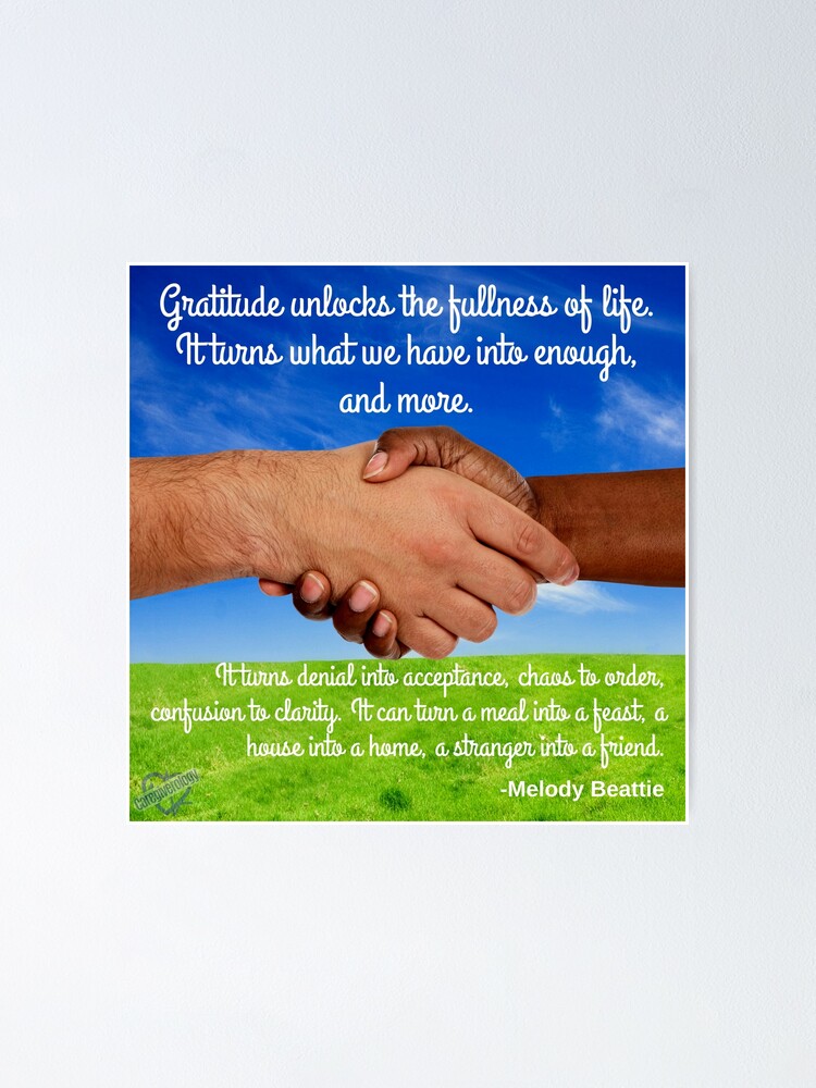 Gratitude Unlocks The Fullness Of Life Poster By Caregiverology Redbubble