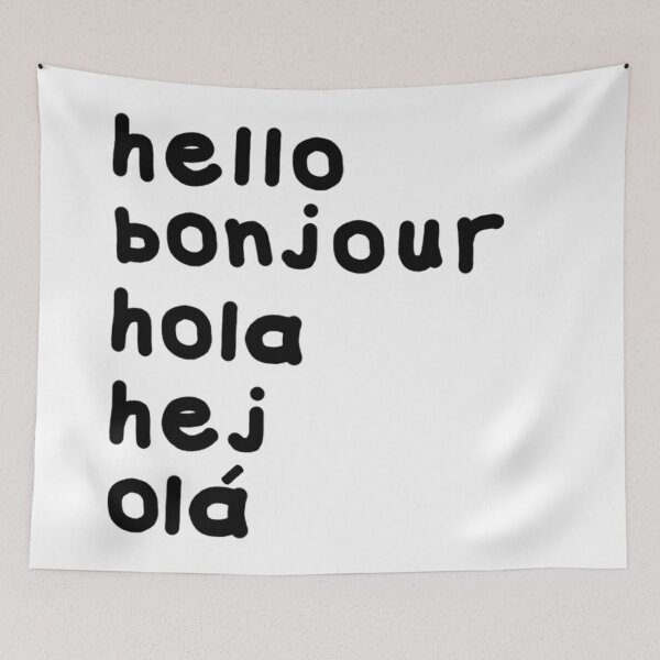Item preview, Hello in 5 Languages sticker | minimalist designed and sold by UNNETart.