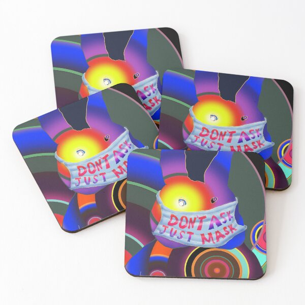 Item preview, Don't Ask Just Mask trippy abstract bunny wearing a mask designed and sold by davidscohen.