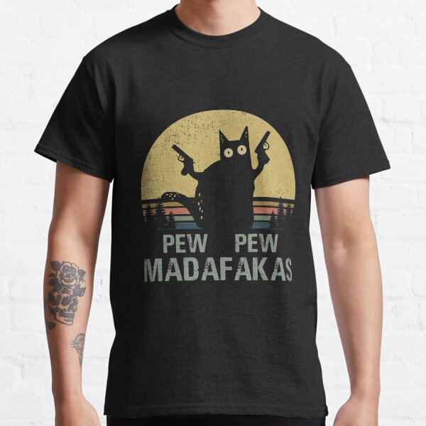 Vintage Retro schwarze Katzenbank Pew Madafakas! Classic T-Shirt