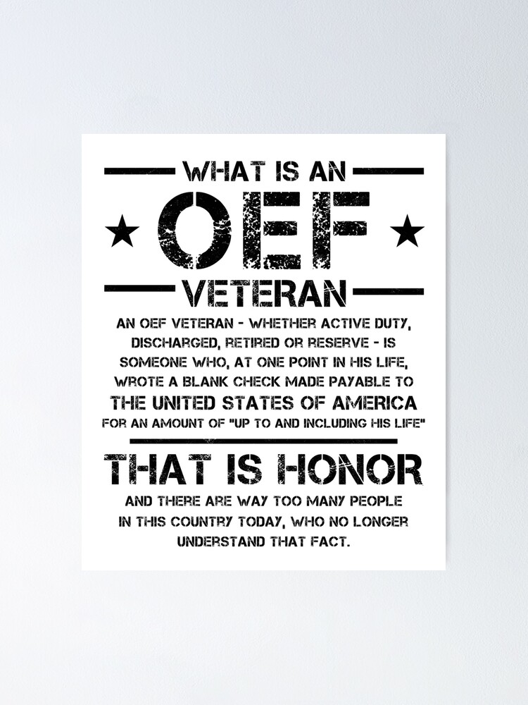 "OEF Veteran Definition Iraq Afghanistan Military Army Combat Gift" Poster by arnaldog Redbubble