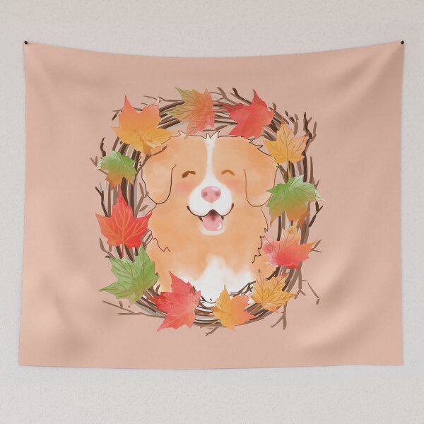 Item preview, Toller and Maple Leaf Wreath - Apricot designed and sold by BlossomCreative.
