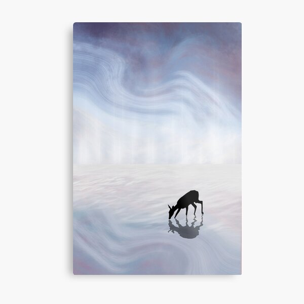 Deer in the Mist Metal Print