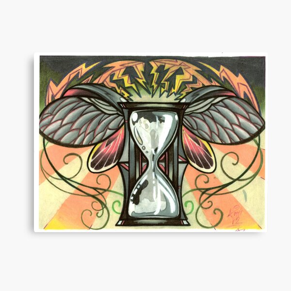 time flies, beetle winged hourglass tattoo design Canvas Print