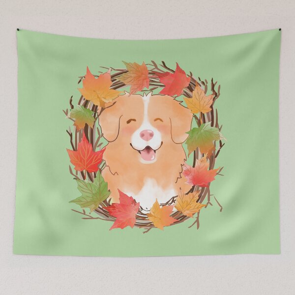 Item preview, Toller and Maple Leaf Wreath - Moss designed and sold by BlossomCreative.