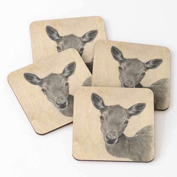 Item preview, Black Deer pencil drawing on wood panel designed and sold by Lara Karpeljuk.