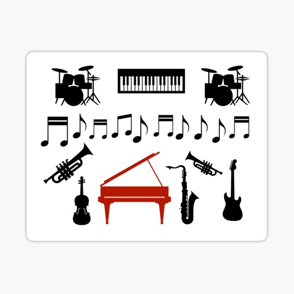 Music in Black & White with RED Sticker