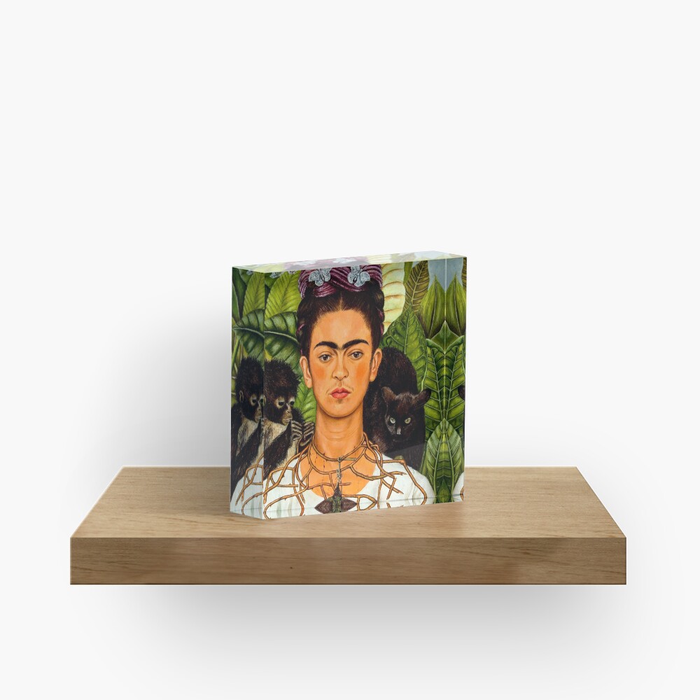 self-portrait-with-thorn-necklace-and-hummingbird-acrylic-block-by