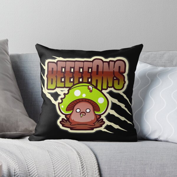 Beeeeans Vegan Zombie Mushroom Throw Pillow