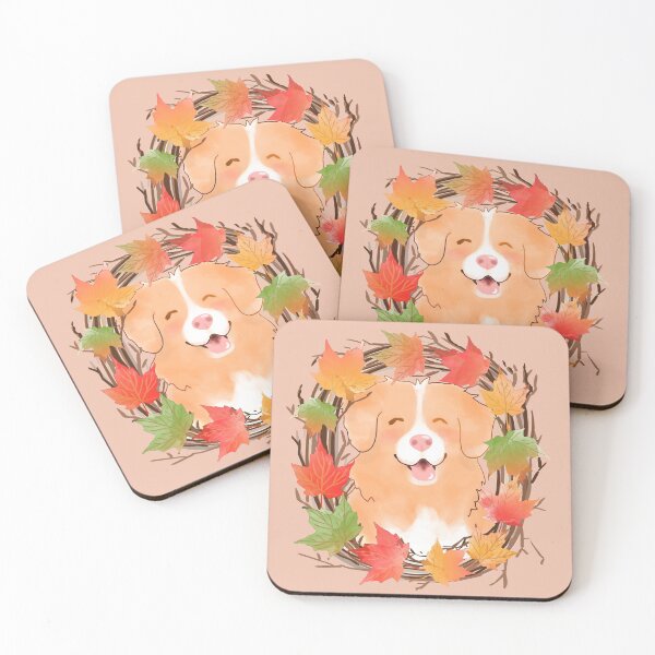 Item preview, Toller and Maple Leaf Wreath - Apricot designed and sold by BlossomCreative.