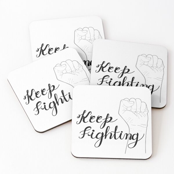 Item preview, Keep fighting, hand written calligraphy with raised hands up. designed and sold by hadkhanong.