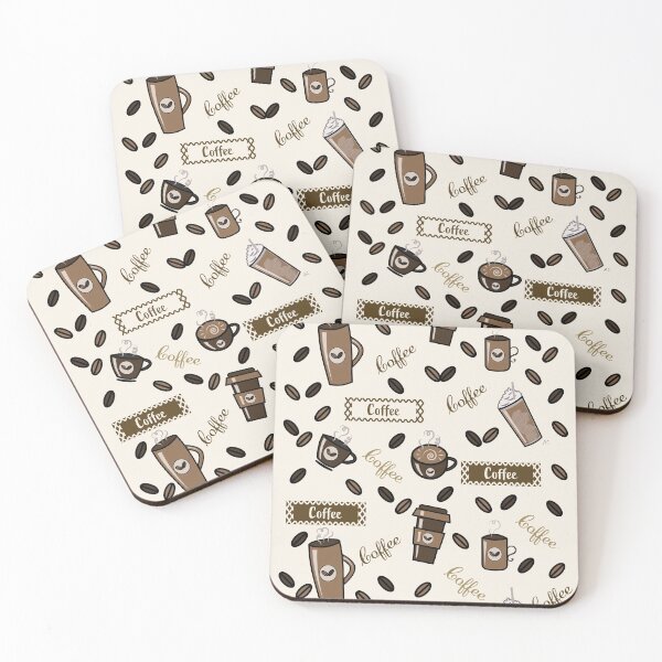 Item preview, Coffee cups pattern on cream background designed and sold by iCraftCafe.