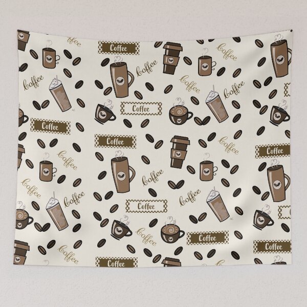 Item preview, Coffee cups pattern on cream background designed and sold by iCraftCafe.