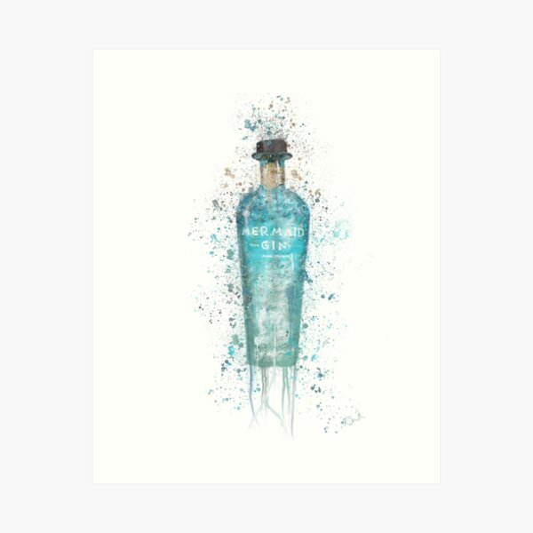Item preview, Mermaid Gin Bottle Splatter Print designed and sold by Pics-squiggles.