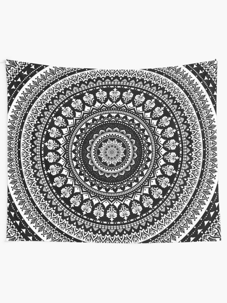 Alternate view of Mandala Monochrome 2 Tapestry