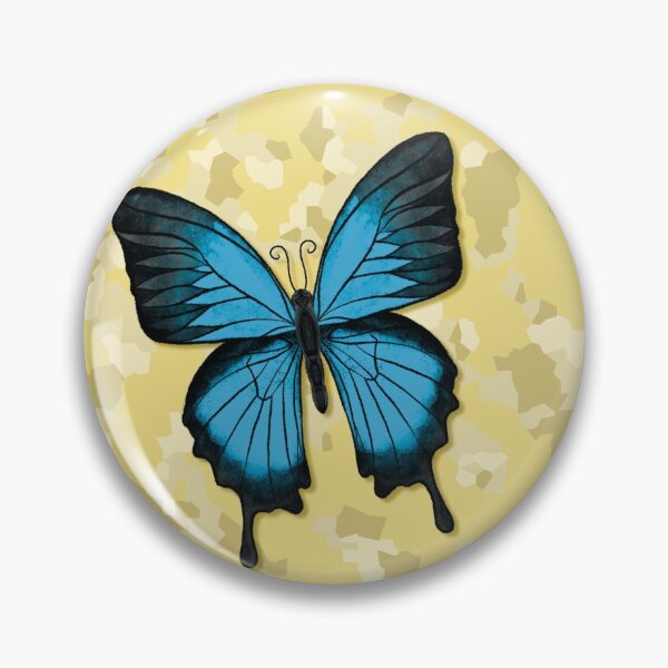 Item preview, Blue Butterfly on Yellow Camouflage designed and sold by pixiebrush.