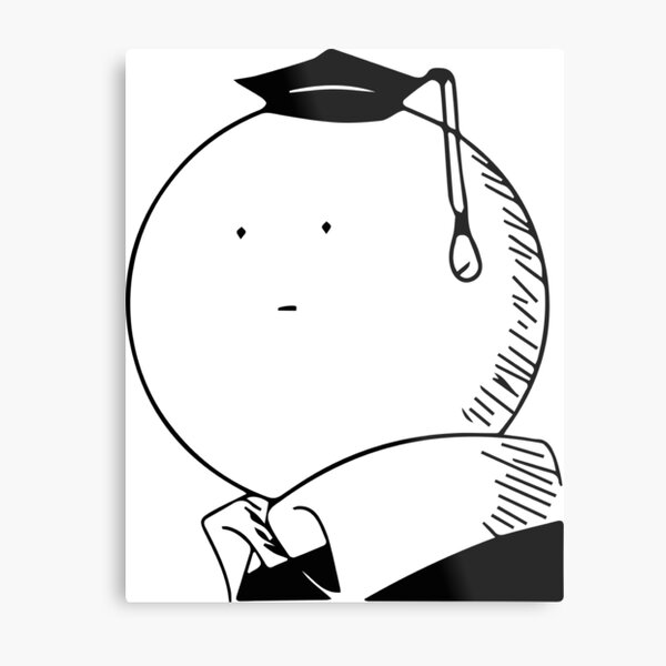 Assassination classroom Koro Sensei Black and White Metal Print