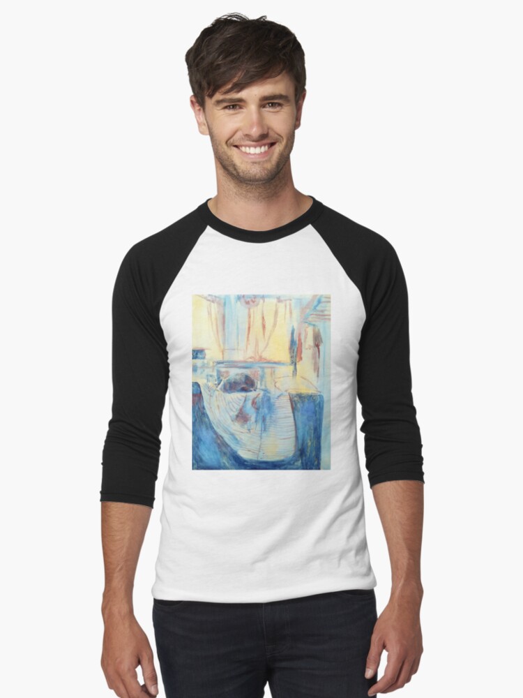 Thumbnail 1 von 3, Baseballshirt mit 3/4-Arm, Blauer Hund auf dem Sofa designt und verkauft von LillianBerthel.