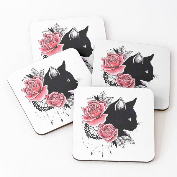 Item preview, cat & roses designed and sold by duchessa77.