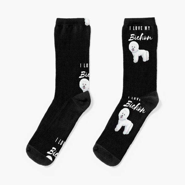 I Love Heart Bichon Frise Dogs Dog Black Socks UK 5-12 