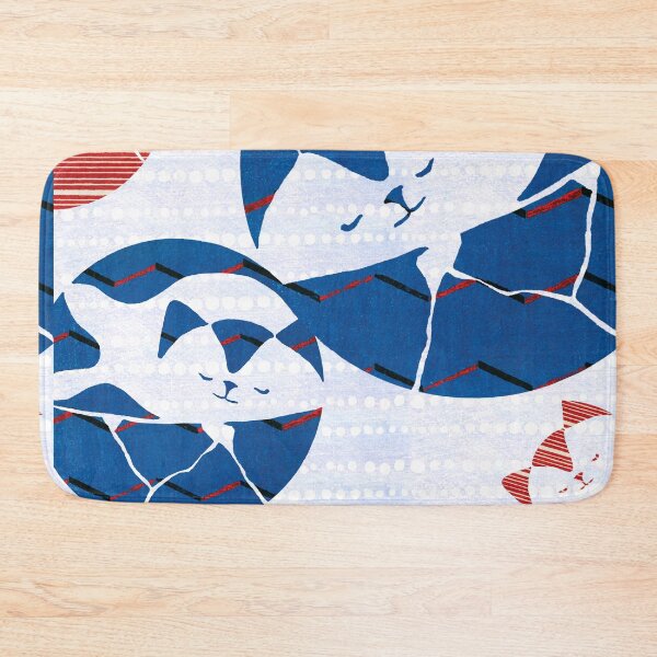 Item preview, Vintage Woodblock Japanese Textile Kintsugi Cat designed and sold by bittergodart.