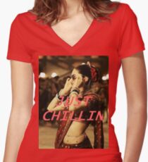 Just Chillin Women's Fitted V-Neck T-Shirt