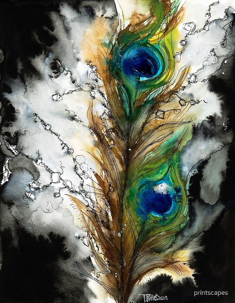 Abstract Watercolor Peacock Feather By Printscapes Redbubble