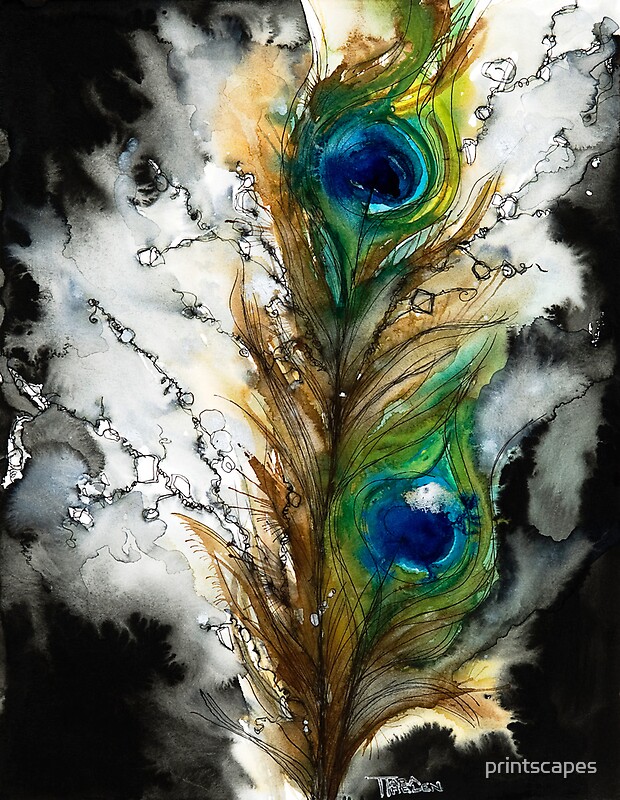 Plume De Paon Aquarelle Abstraite Par Printscapes Redbubble   Flat,800x800,075,f.u4 