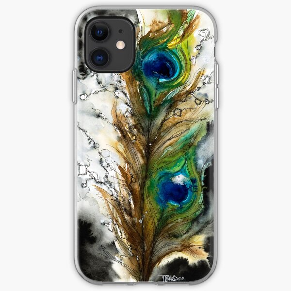 Abstract Watercolor Peacock Feather iPhone Soft Case
