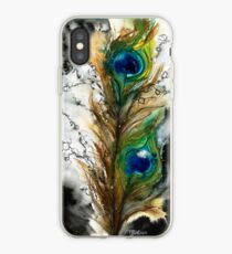 Abstract Watercolor Peacock Feather iPhone Case