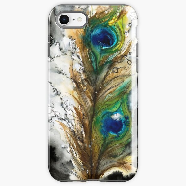 Abstract Watercolor Peacock Feather iPhone Tough Case