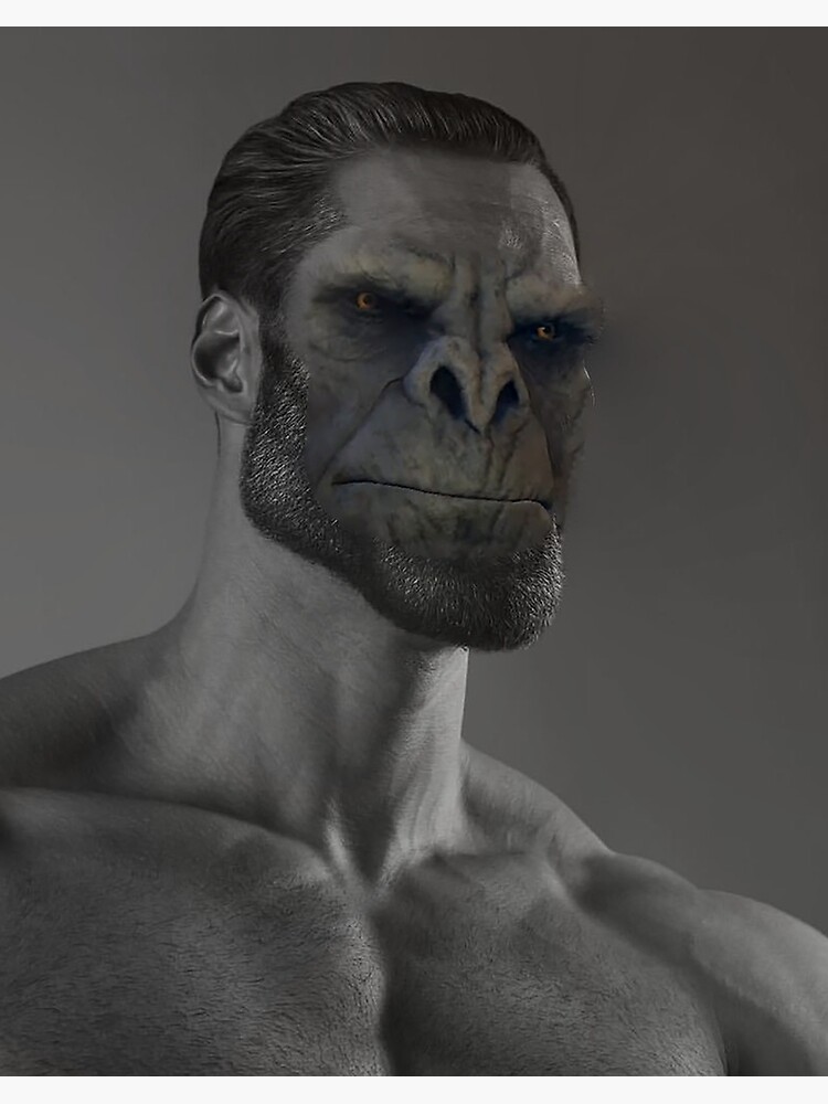 Gigachad with a monkey face