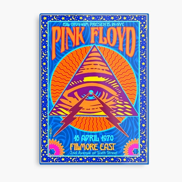 PINK FLOYD AFFICHE DE CONCERT ORIGINAL 1970 NYC FILMORE EAST AQUA COLOR Impression métallique