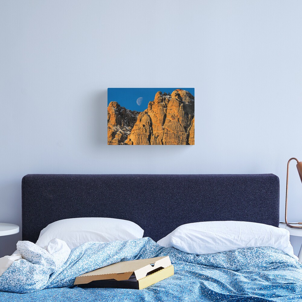 Red Rock Canyon Moon Set Canvas Print