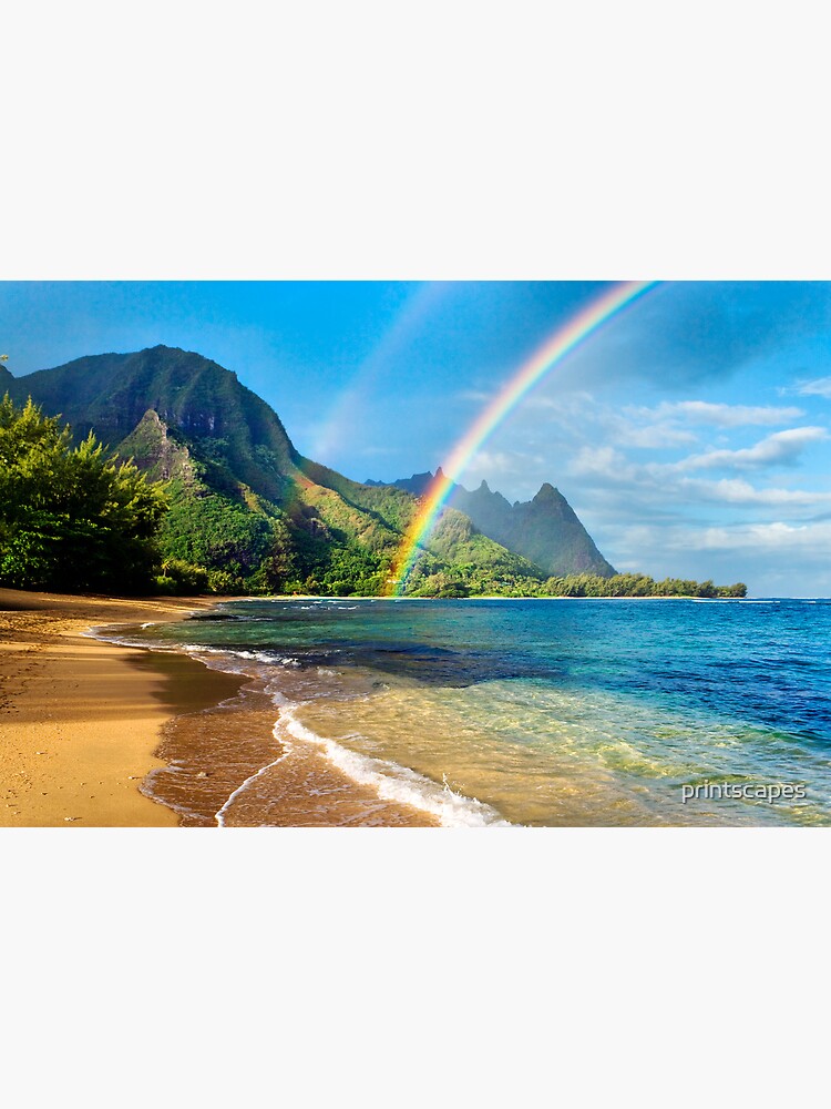 Rainbow at Tunnels Beach Hawaii by printscapes