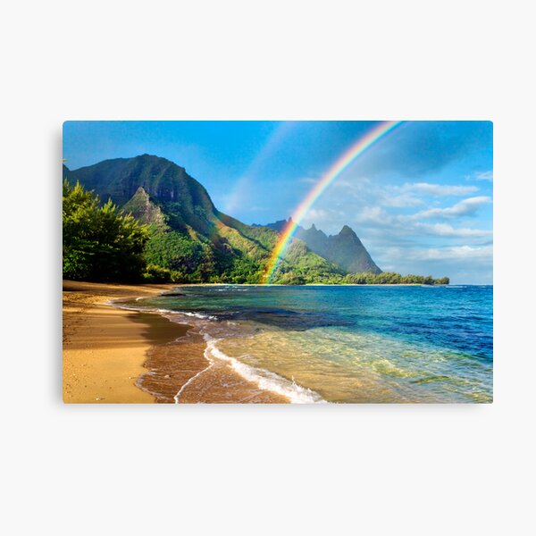 Rainbow at Tunnels Beach Hawaii Canvas Print