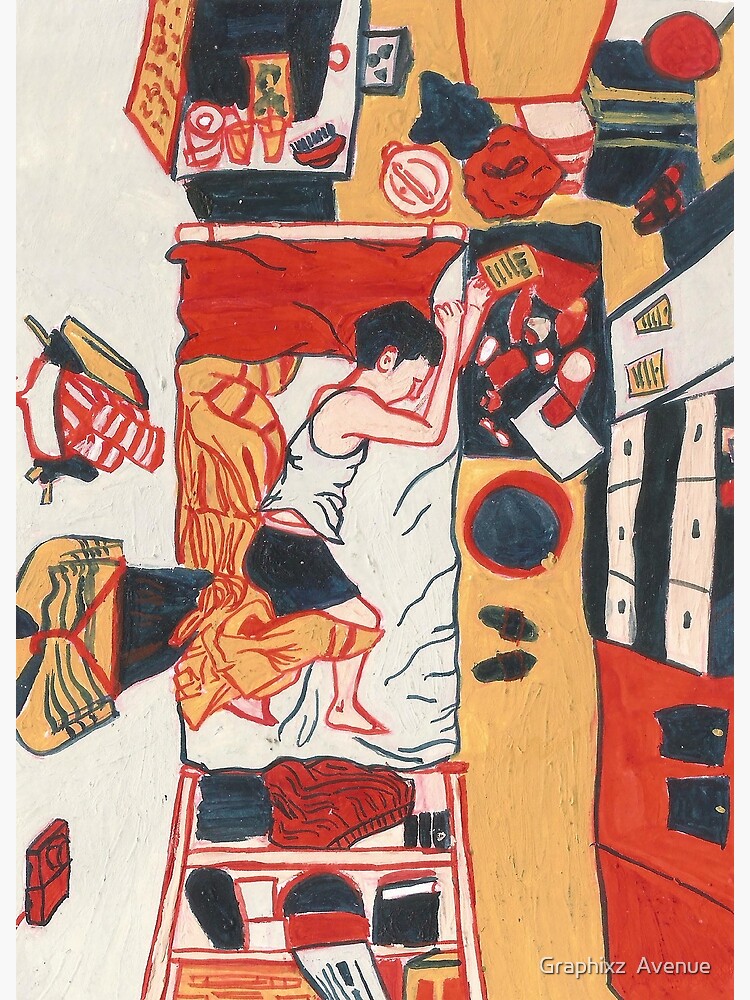 "A man sleeping in a room painted illustration" Poster for Sale by
