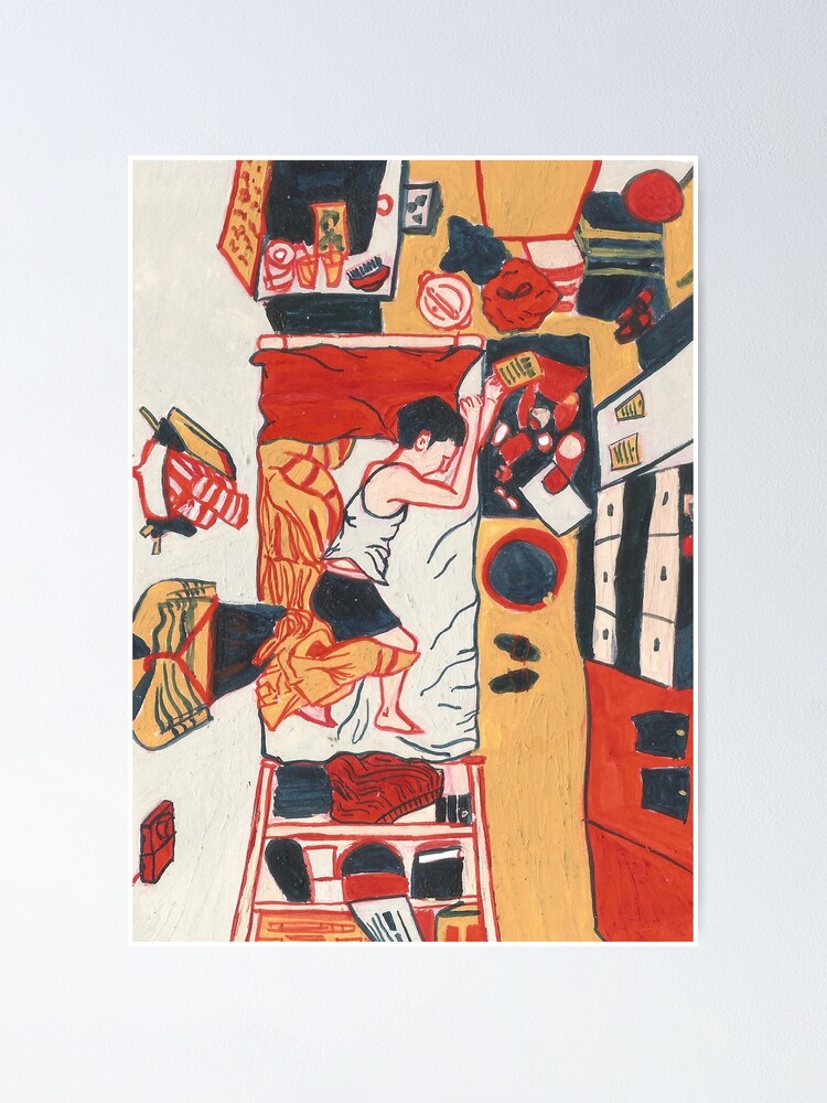 "A man sleeping in a room painted illustration" Poster for Sale by