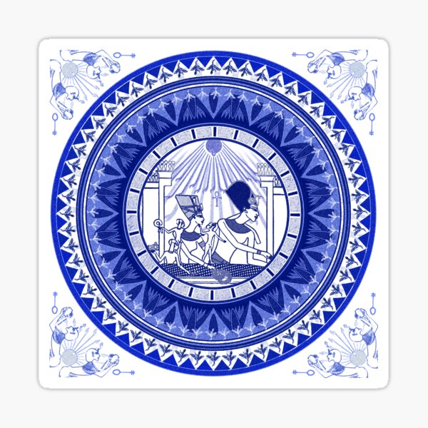 Egyptian Blue and White Nefertiti & Akhenaten (SPODE INSPIRED) Sticker
