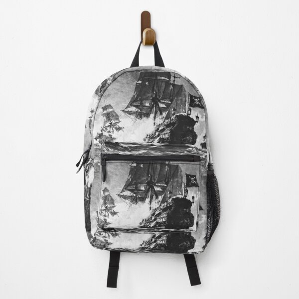 Item preview, PIRATE SHIP BATTLE IN BLACK WHITE Nautical Collection designed and sold by BulganLumini.