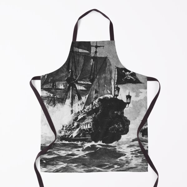Item preview, PIRATE SHIP BATTLE IN BLACK WHITE Nautical Collection designed and sold by BulganLumini.